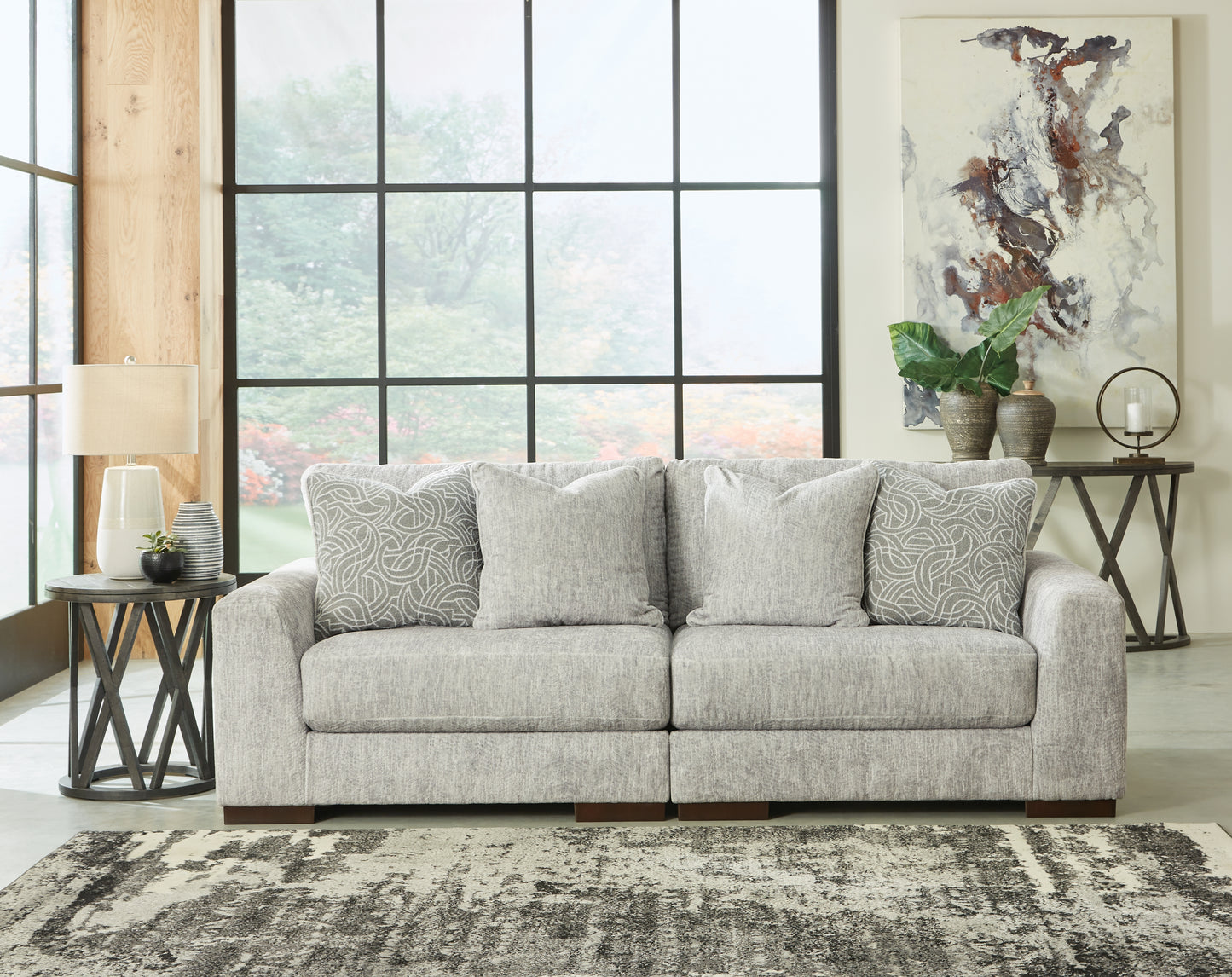 Cape Furniture Outlet - Ashley Furniture - Regent Park Sectional - RAF 2-Piece Sectional Loveseat / Pewter - 14404S4