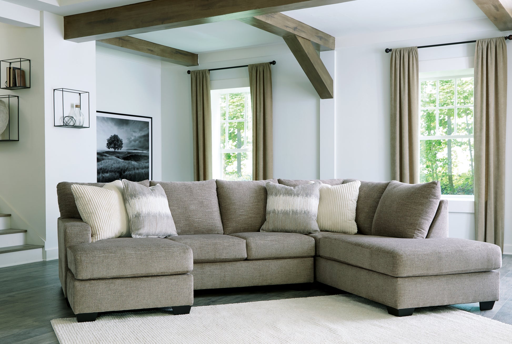 Cape Furniture Outlet - Ashley Furniture - Creswell Sectional - LAF 2-Piece Sectional with Chaise / Stone - 15305S1