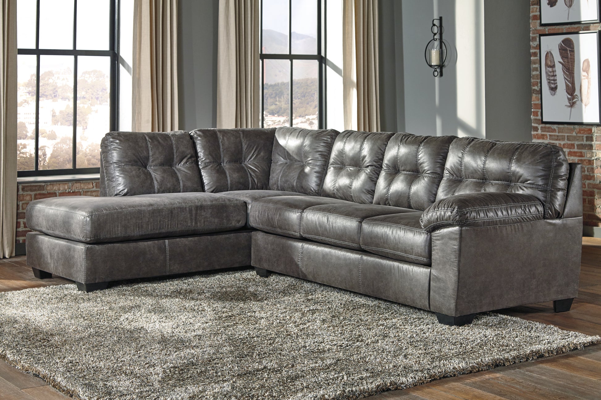 Cape Furniture Outlet - Ashley Furniture - Fallston Sectional - RAF 2-Piece Sectional with Chaise / Slate - 17221S1
