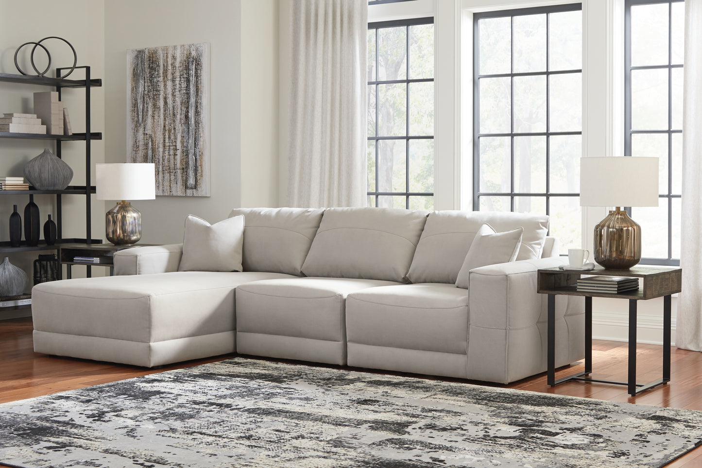Cape Furniture Outlet - Ashley Furniture - Next-Gen Gaucho Sectional - RAF 3-Piece Sectional Sofa with Chaise / Gray - 18304S1