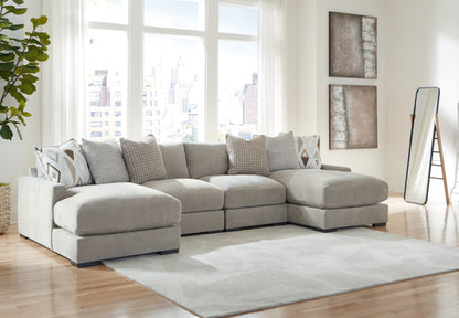 Cape Furniture Outlet - Ashley Furniture - Aslan Court Sectional - RAF 4-Piece Sofa Pit Sectional / Pebble - 20305S5
