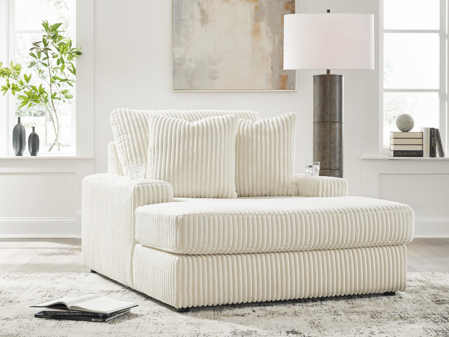 Cape Furniture Outlet - Ashley Furniture - Lindyn Living Room - Chaise / Ivory - 2110415