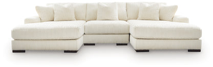 Cape Furniture Outlet - Ashley Furniture - Lindyn Sectional - RAF 3-Piece Sectional with Double Chaise / Ivory - 21104S18