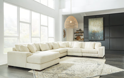 Cape Furniture Outlet - Ashley Furniture - Lindyn Sectional - RAF 6-Piece Sectional with Chaise / Ivory - 21104S11