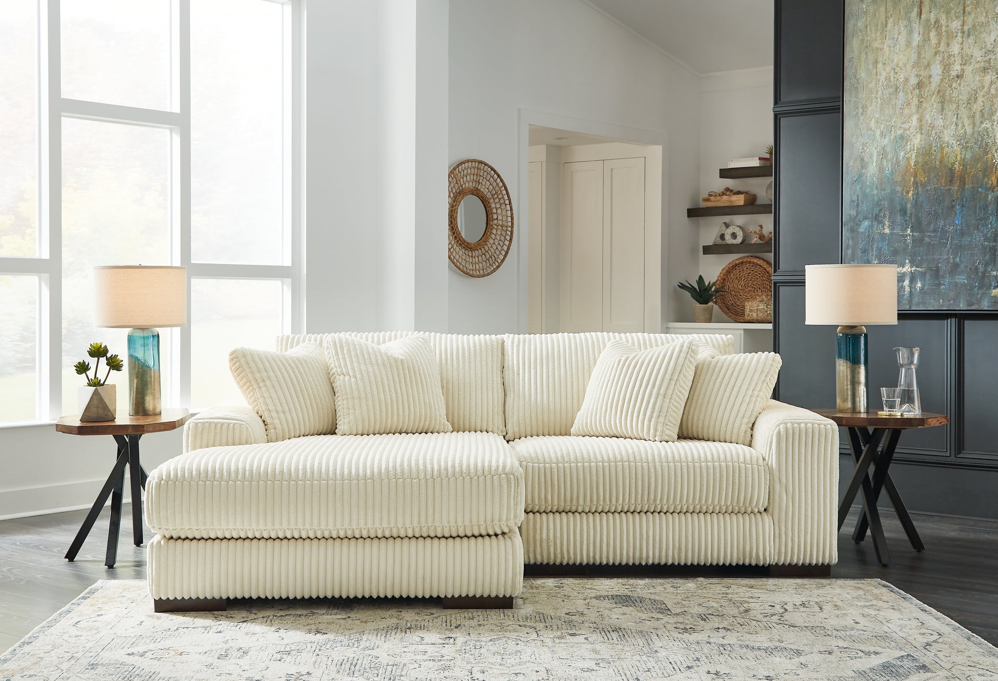 Cape Furniture Outlet - Ashley Furniture - Lindyn Sectional - RAF 6-Piece Sectional / Ivory - 21104S20