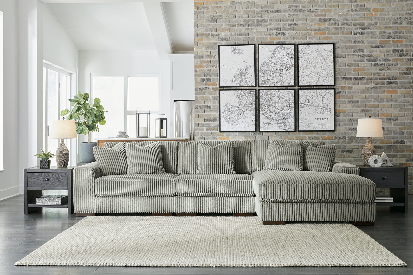 Cape Furniture Outlet - Ashley Furniture - Lindyn Sectional - RAF 3-Piece Sectional with Chaise / Fog - 21105S9