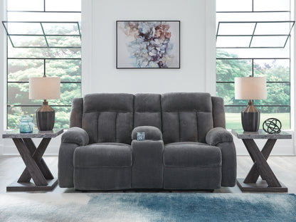 Cape Furniture Outlet - Ashley Furniture - Observation Living Room - DBL REC PWR Loveseat w/Console / Steel - PC2140596