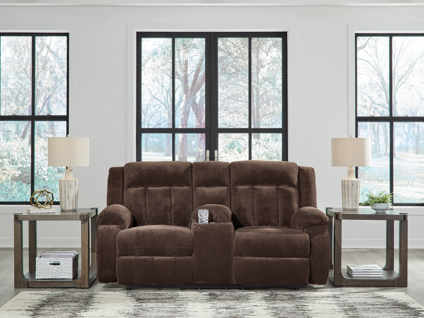 Cape Furniture Outlet - Ashley Furniture - Observation Living Room - DBL REC PWR Loveseat w/Console / Chocolate - PC2140696