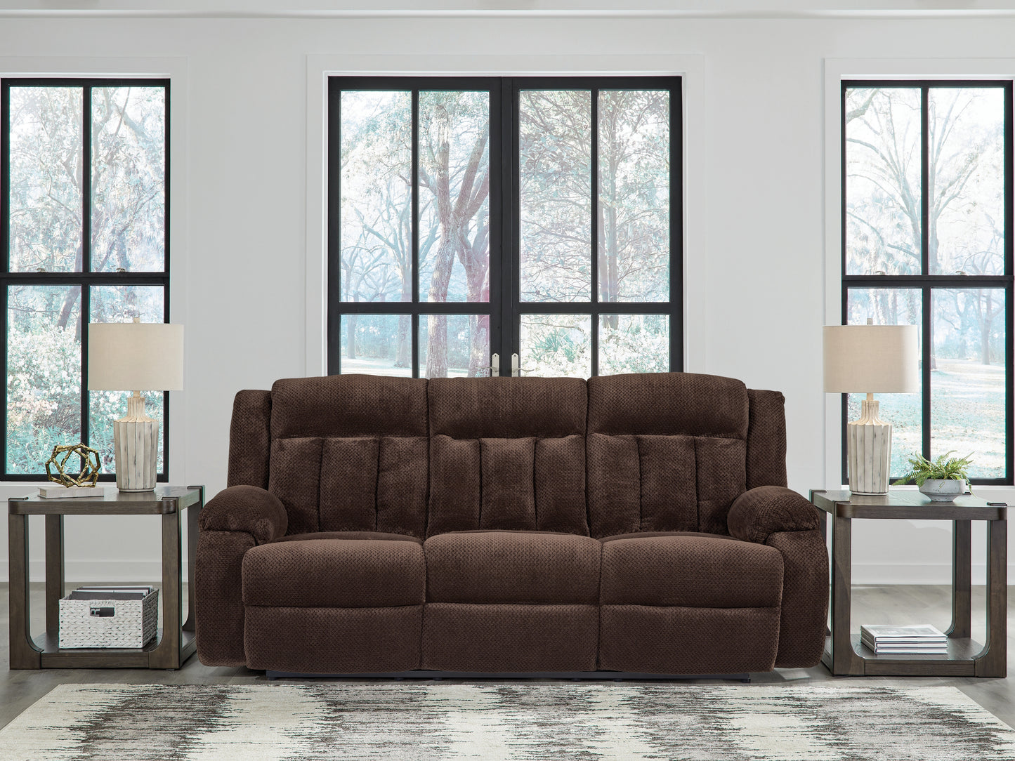 Cape Furniture Outlet - Ashley Furniture - Observation Living Room - REC PWR Sofa w/Drop Down Table / Chocolate - PC2140699