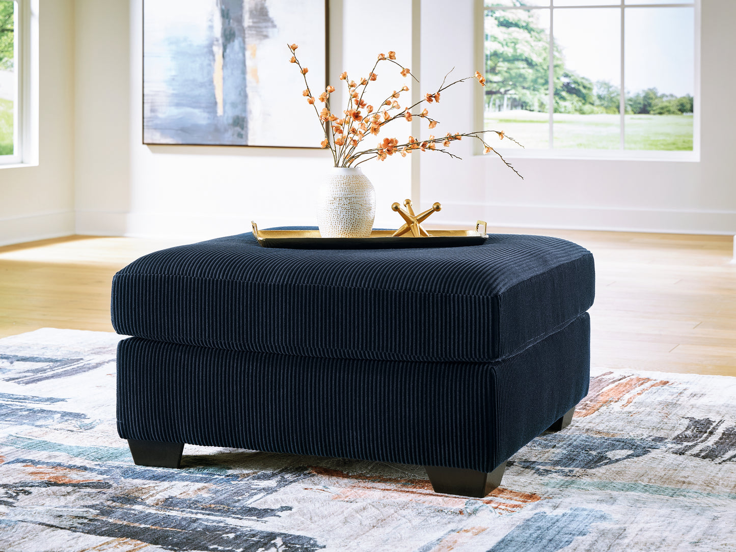 Cape Furniture Outlet - Ashley Furniture - SimpleJoy Living Room - Oversized Accent Ottoman / Navy - 2420508