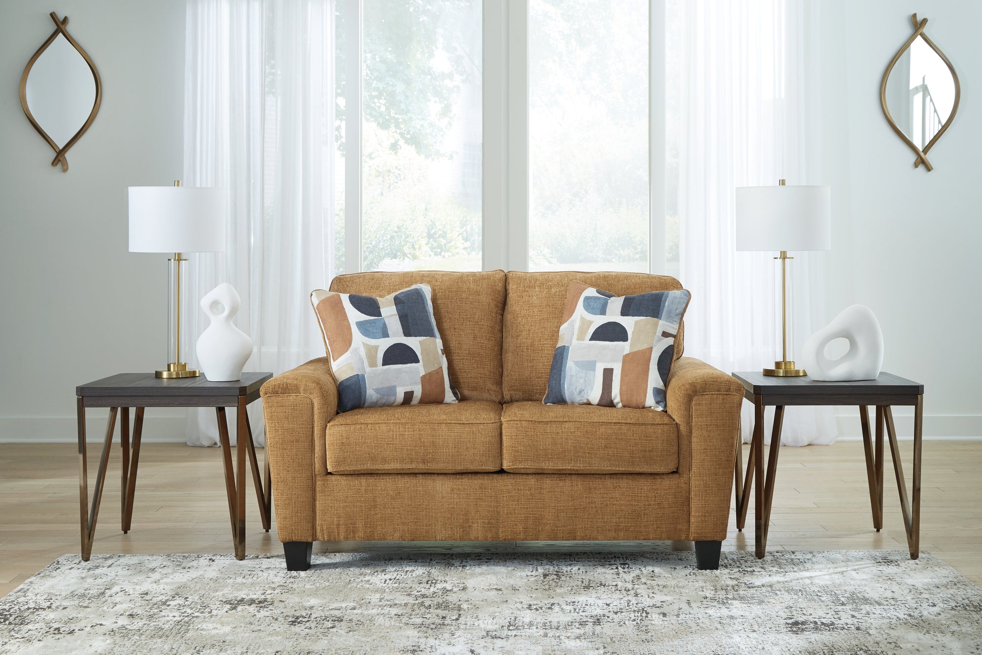 Cape Furniture Outlet - Ashley Furniture - Erinslane Living Room - Loveseat / Honey - 2520735