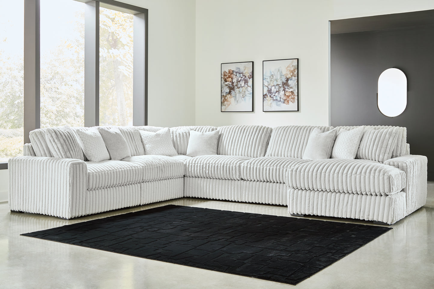 Cape Furniture Outlet - Ashley Furniture - Stupendous Sectional - RAF 6-Piece Sectional with Chaise / Alloy - 25903S22