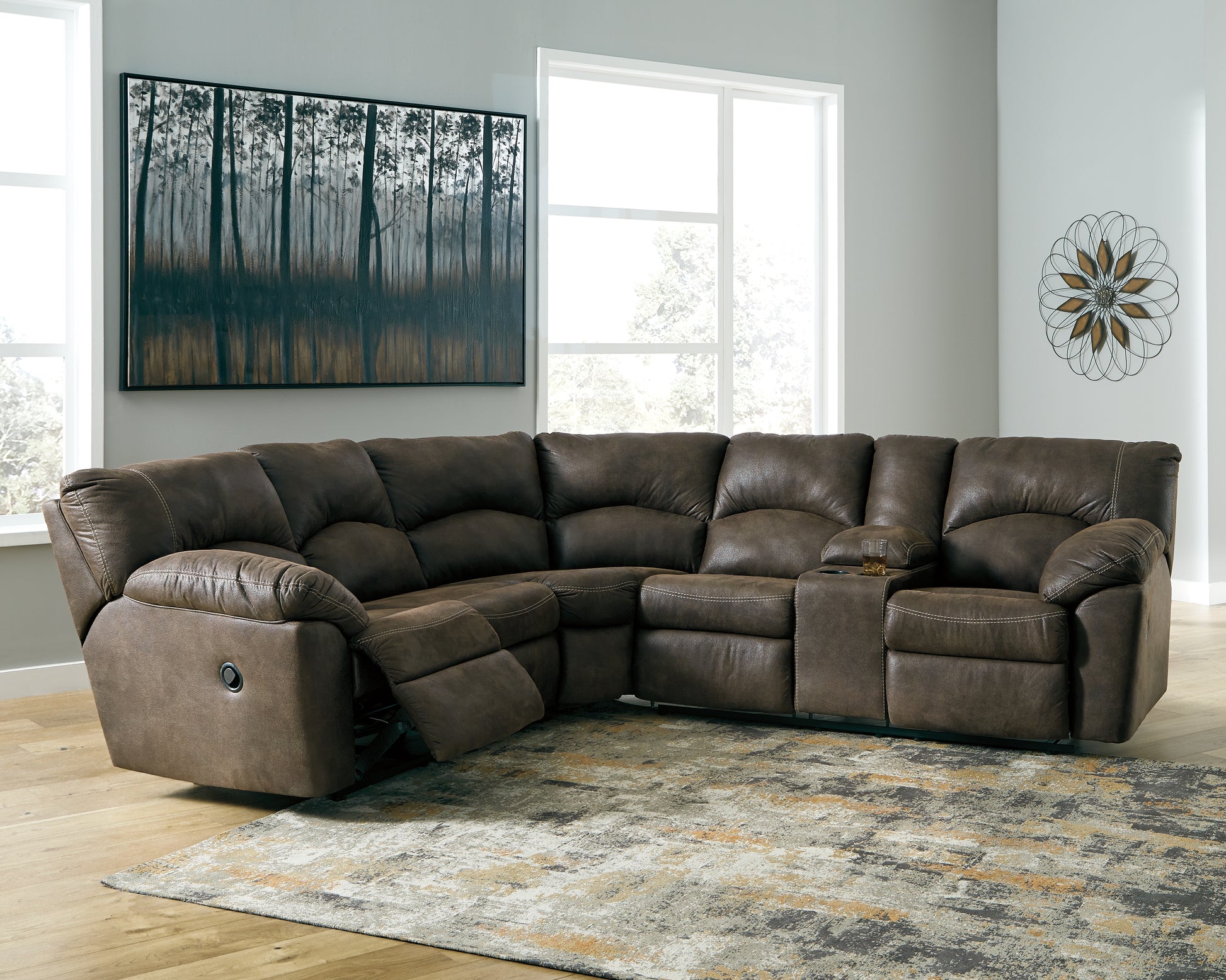 Cape Furniture Outlet - Ashley Furniture - Tambo Sectional - 2-Piece Reclining Sectional / Canyon - 27802S1