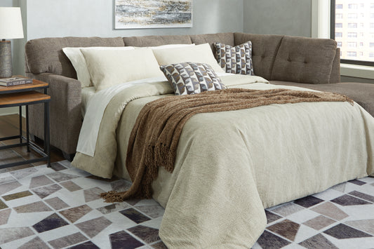 Cape Furniture Outlet - Ashley Furniture - Mahoney Sectional - RAF 2-Piece Sleeper Sectional with Chaise / Pebble - 31004S3