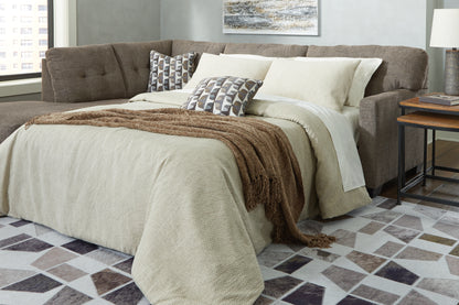 Cape Furniture Outlet - Ashley Furniture - Mahoney Sectional - RAF 2-Piece Sleeper Sectional with Chaise / Chocolate - 31005S3