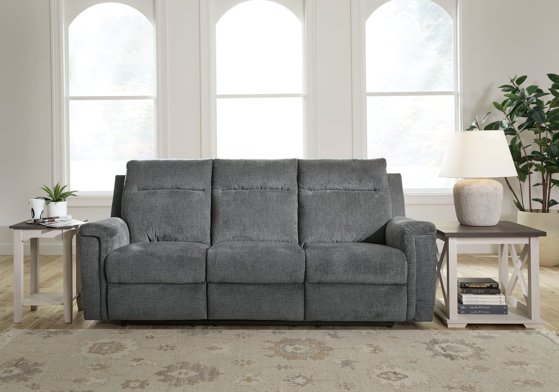 Cape Furniture Outlet - Ashley Furniture - Barnsana Living Room - Reclining Power Sofa / Gravel - 3320287