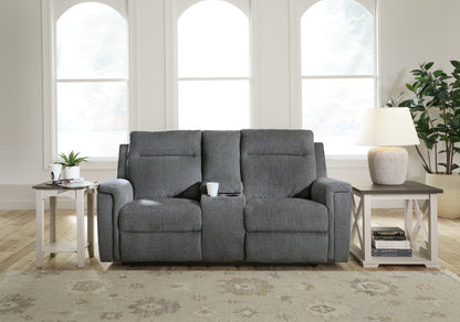 Cape Furniture Outlet - Ashley Furniture - Barnsana Living Room - DBL REC PWR Loveseat w/Console / Gravel - 3320296