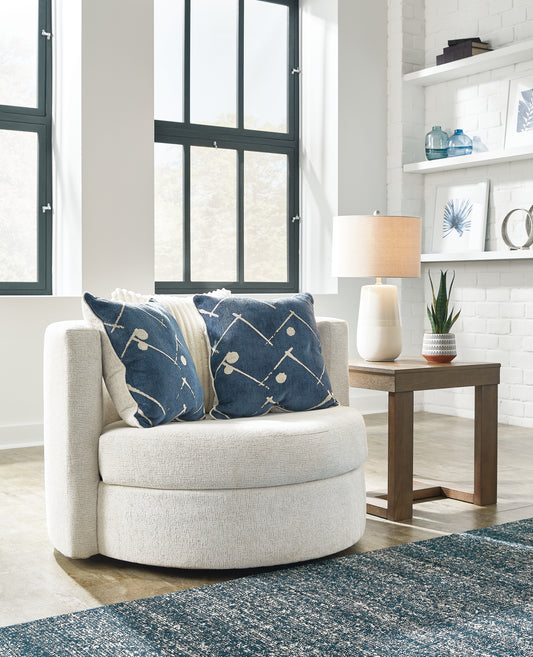 Cape Furniture Outlet - Ashley Furniture - Padova Living Room - Swivel Accent Chair / Ivory - 3370644