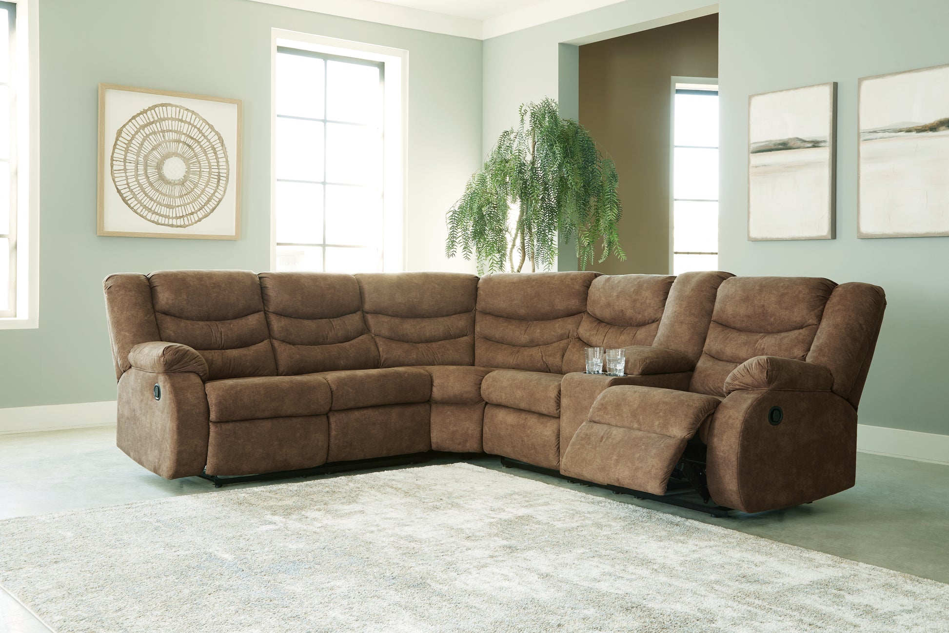 Cape Furniture Outlet - Ashley Furniture - Partymate Sectional - 2-Piece Reclining Sectional / Brindle - 36902S1