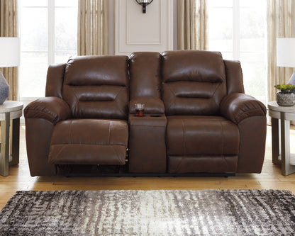 Cape Furniture Outlet - Ashley Furniture - Stoneland Living Room - DBL Rec Loveseat w/Console / Chocolate - 3990494