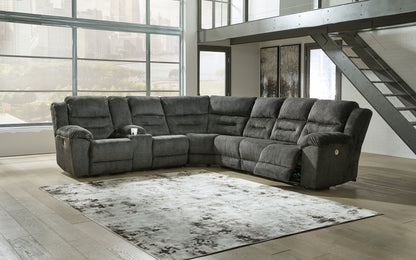 Cape Furniture Outlet - Ashley Furniture - Nettington Sectional - 3-Piece Power Reclining Sectional / Smoke - 44101S1