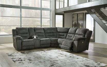 Cape Furniture Outlet - Ashley Furniture - Nettington Sectional - 3-Piece Power Reclining Sectional / Smoke - 44101S1