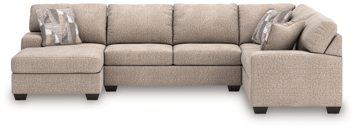 Cape Furniture Outlet - Ashley Furniture - Newellen Sectional - RAF 3-Piece Sleeper Sectional with Chaise / Hemp - 48404S5