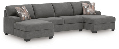 Cape Furniture Outlet - Ashley Furniture - Newellen Sectional - RAF 3-Piece Sectional with Double Chaise / Greystone - 48405S3