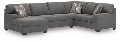 Cape Furniture Outlet - Ashley Furniture - Newellen Sectional - RAF 3-Piece Sleeper Sectional with Chaise / Greystone - 48405S5
