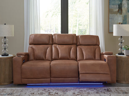 Cape Furniture Outlet - Ashley Furniture - Clean-Slate Living Room - PWR REC Sofa with ADJ Headrest / Caramel - PC5010115