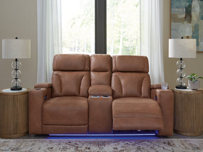 Cape Furniture Outlet - Ashley Furniture - Clean-Slate Living Room - PWR REC Sofa with ADJ Headrest / Caramel - PC5010115