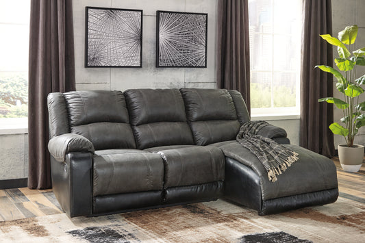 Cape Furniture Outlet - Ashley Furniture - Nantahala Sectional - 3-Piece Reclining Sectional with Chaise / Slate - 50301S9