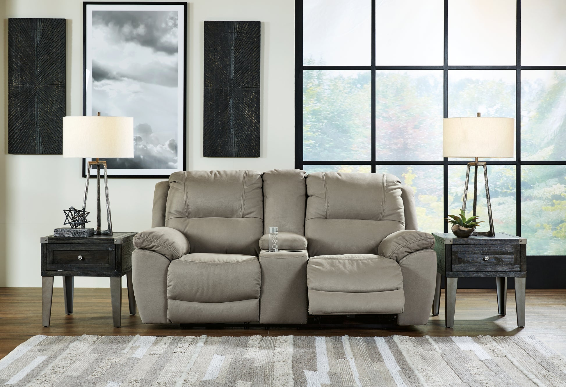 Cape Furniture Outlet - Ashley Furniture - Next-Gen Gaucho Living Room - DBL REC PWR Loveseat w/Console / Putty - 5420396