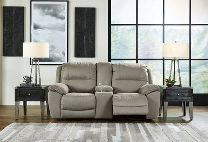 Cape Furniture Outlet - Ashley Furniture - Next-Gen Gaucho Living Room - DBL Rec Loveseat w/Console / Putty - 5420394