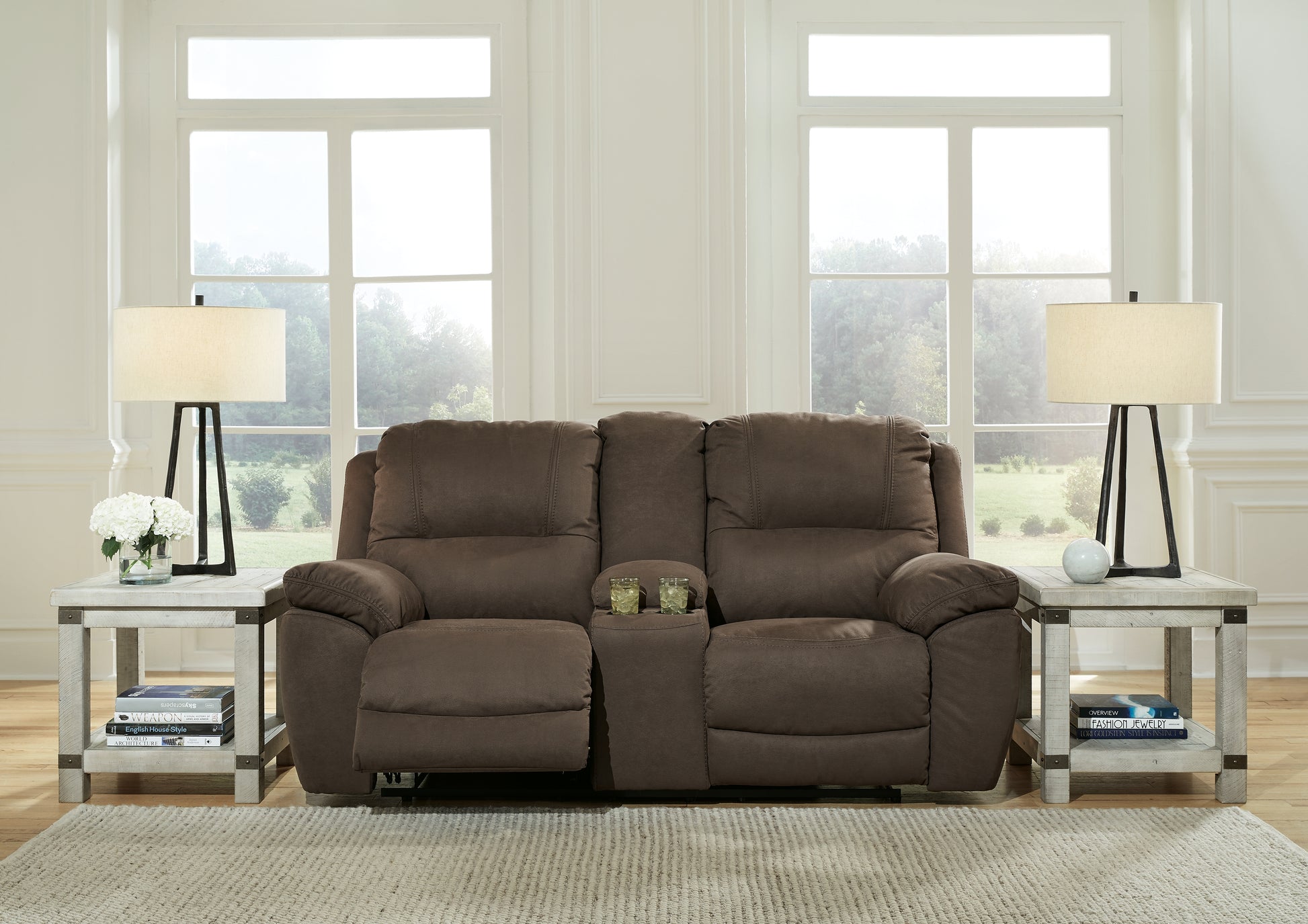 Cape Furniture Outlet - Ashley Furniture - Next-Gen Gaucho Living Room - DBL Rec Loveseat w/Console / Espresso - 5420494