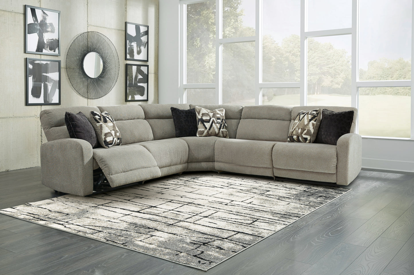 Cape Furniture Outlet - Ashley Furniture - Colleyville Sectional - 5-Piece Power Reclining Sectional / Stone - 54405S7