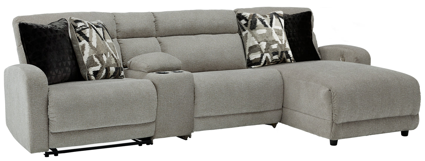 Cape Furniture Outlet - Ashley Furniture - Colleyville Sectional - 4-Piece Power Reclining Sectional with Chaise / Stone - 54405S3