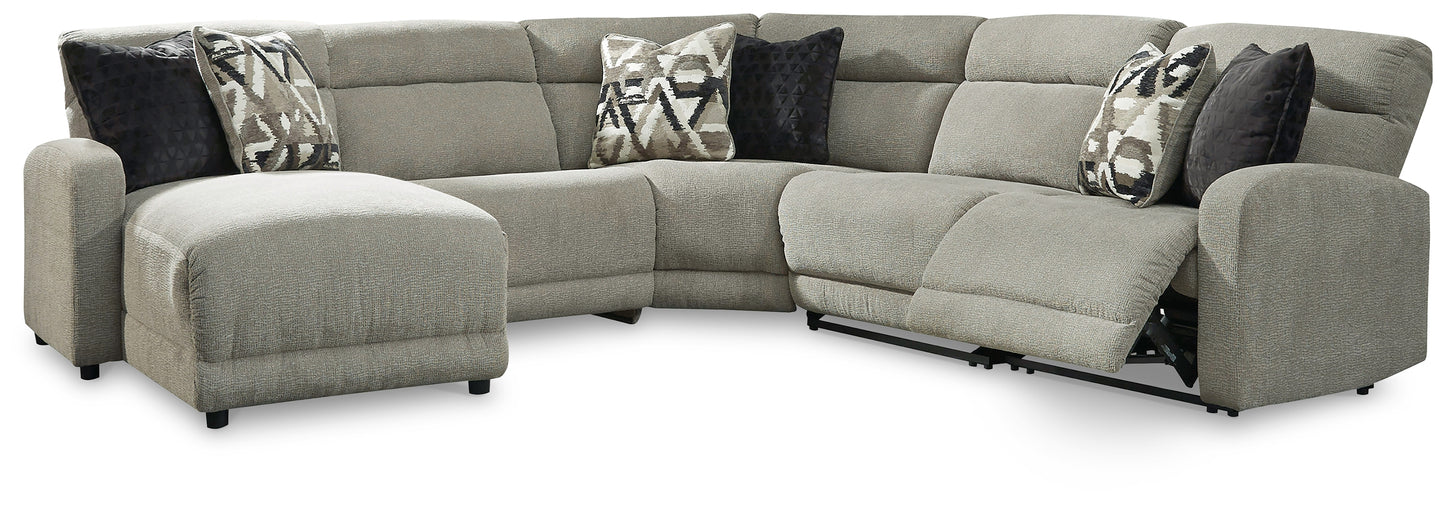 Cape Furniture Outlet - Ashley Furniture - Colleyville Sectional - 5-Piece Power Reclining Sectional with Chaise / Stone - 54405S11