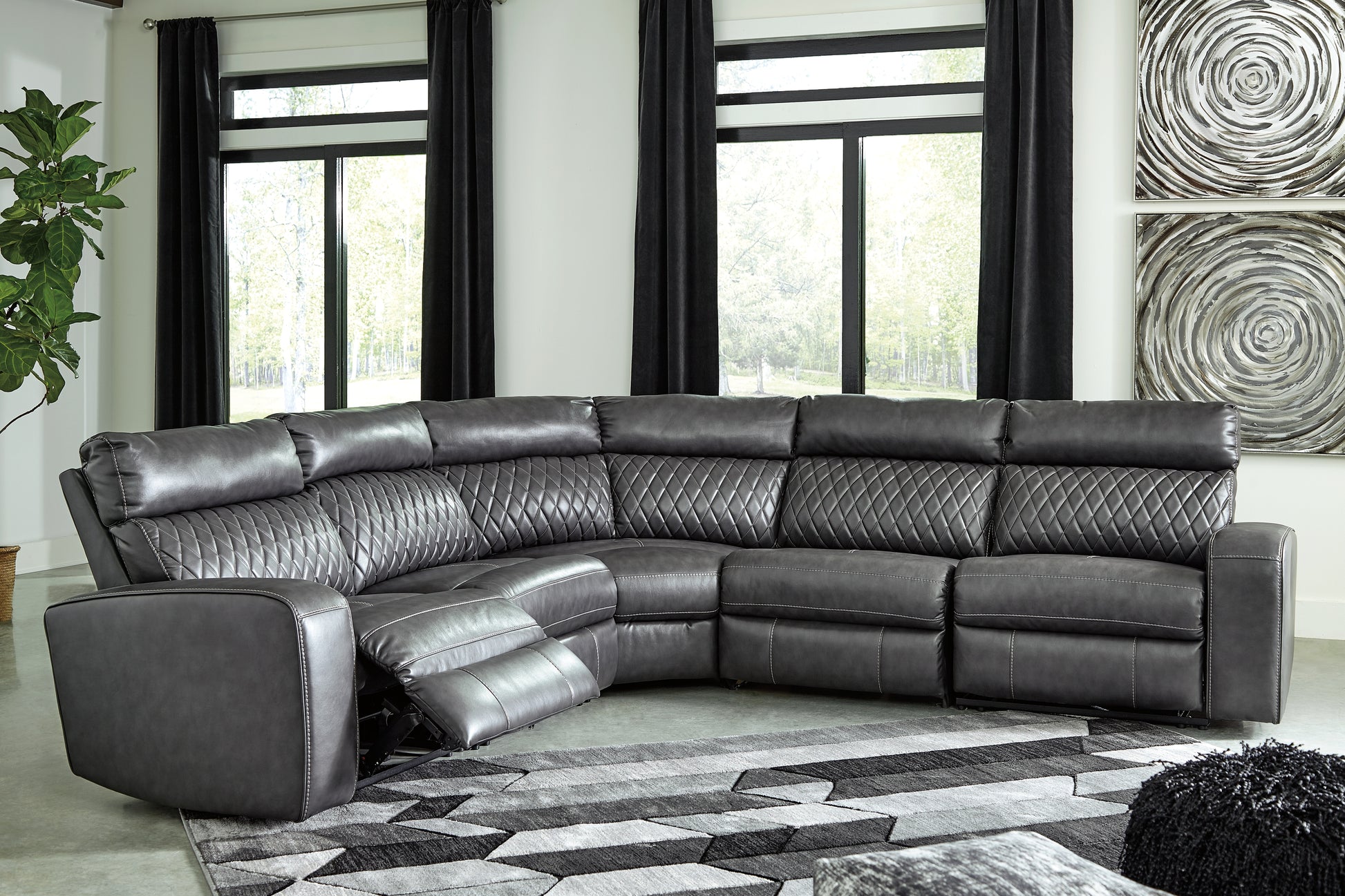 Cape Furniture Outlet - Ashley Furniture - Samperstone Sectional - 2-Piece Power Reclining Sectional Loveseat / Gray - 55203S5