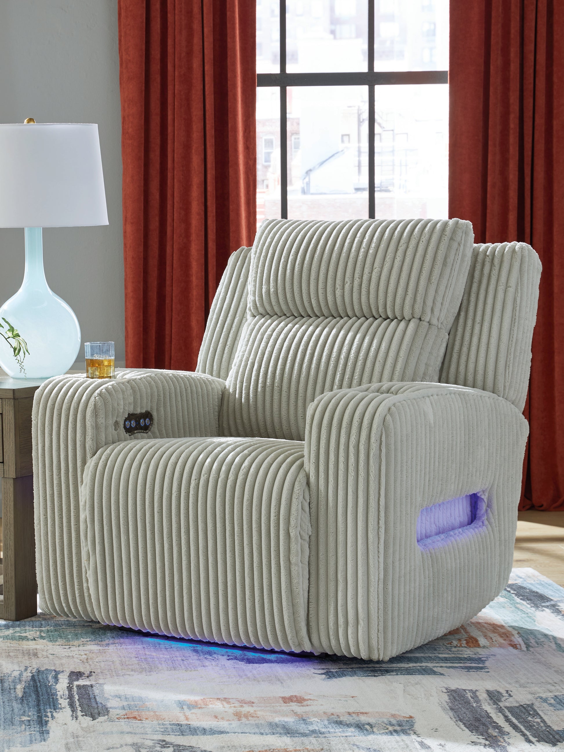 Cape Furniture Outlet - Ashley Furniture - Forest Lake Living Room - PWR Recliner/ADJ Headrest / Alloy - PC6420313