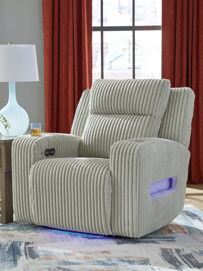 Cape Furniture Outlet - Ashley Furniture - Forest Lake Living Room - PWR Recliner/ADJ Headrest / Alloy - PC6420313