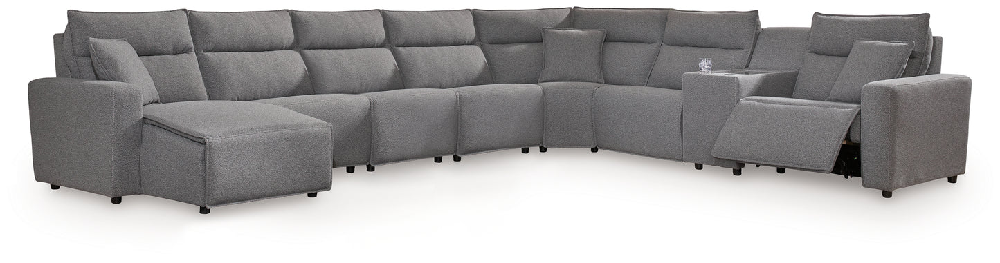 Cape Furniture Outlet - Ashley Furniture - ModMax II Sectional - 8-Piece Power Reclining Sectional with Console / Salt and Pepper - 65906S47
