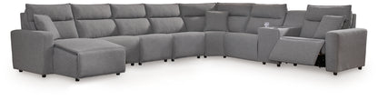 Cape Furniture Outlet - Ashley Furniture - ModMax II Sectional - 8-Piece Power Reclining Sectional with Console / Salt and Pepper - 65906S47