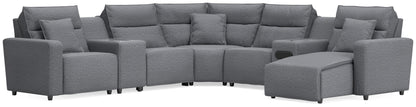 Cape Furniture Outlet - Ashley Furniture - ModMax II Sectional - 7-Piece Power Reclining Sectional with Chaise and Audio System / Salt and Pepper - 65906S45