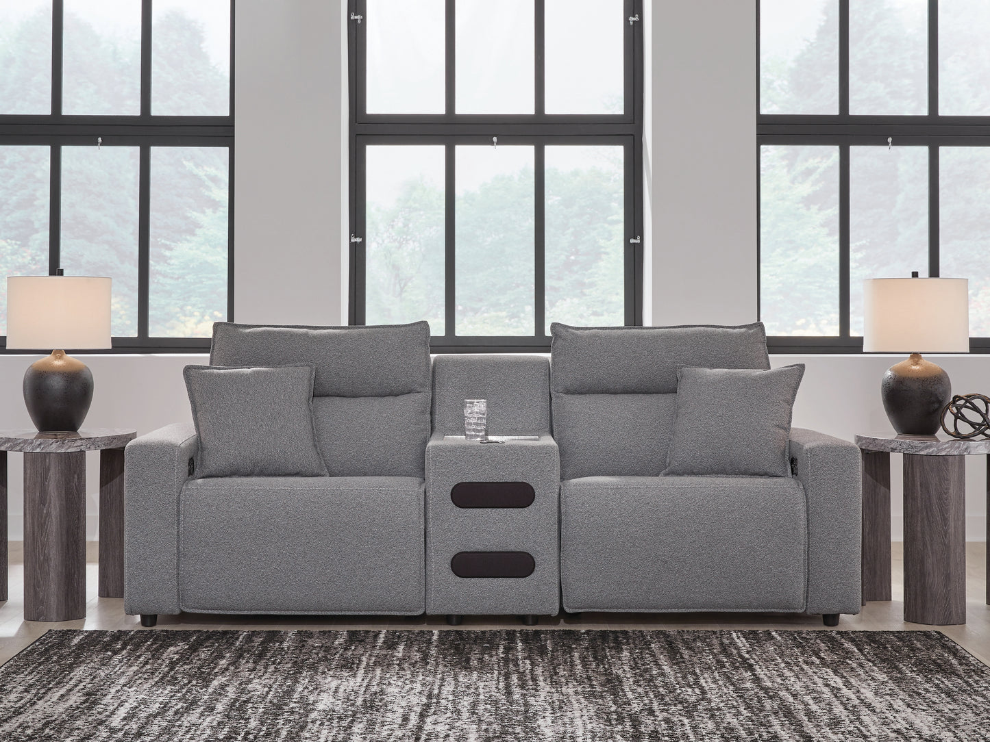 Cape Furniture Outlet - Ashley Furniture - ModMax II Sectional - 3-Piece Power Reclining Sectional with Audio Console / Salt and Pepper - 65906S2