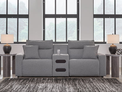 Cape Furniture Outlet - Ashley Furniture - ModMax II Sectional - 3-Piece Power Reclining Sectional with Audio Console / Salt and Pepper - 65906S2