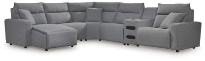 Cape Furniture Outlet - Ashley Furniture - ModMax II Sectional - 5-Piece Power Reclining Sectional with Chaise / Salt and Pepper - 65906S16