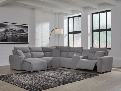 Cape Furniture Outlet - Ashley Furniture - ModMax II Sectional - 6-Piece Power Reclining Sectional with Chaise and Console / Salt and Pepper - 65906S19