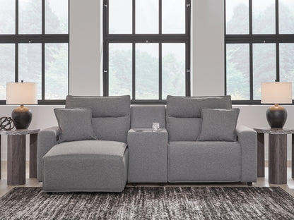 Cape Furniture Outlet - Ashley Furniture - ModMax II Sectional - 3-Piece Power Reclining Sectional with Chaise and Console / Salt and Pepper - 65906S17