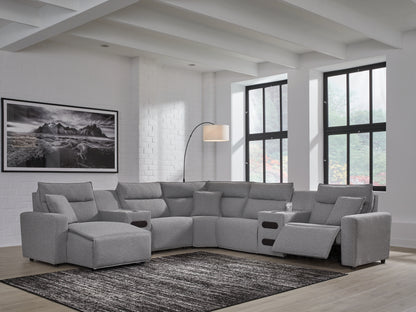 Cape Furniture Outlet - Ashley Furniture - ModMax II Sectional - 7-Piece Power Reclining Sectional with Chaise and Audio Consoles / Salt and Pepper - 65906S20